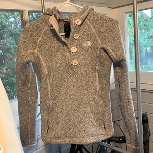 Sold- North face half zip/button fleece pullover. Hooded.